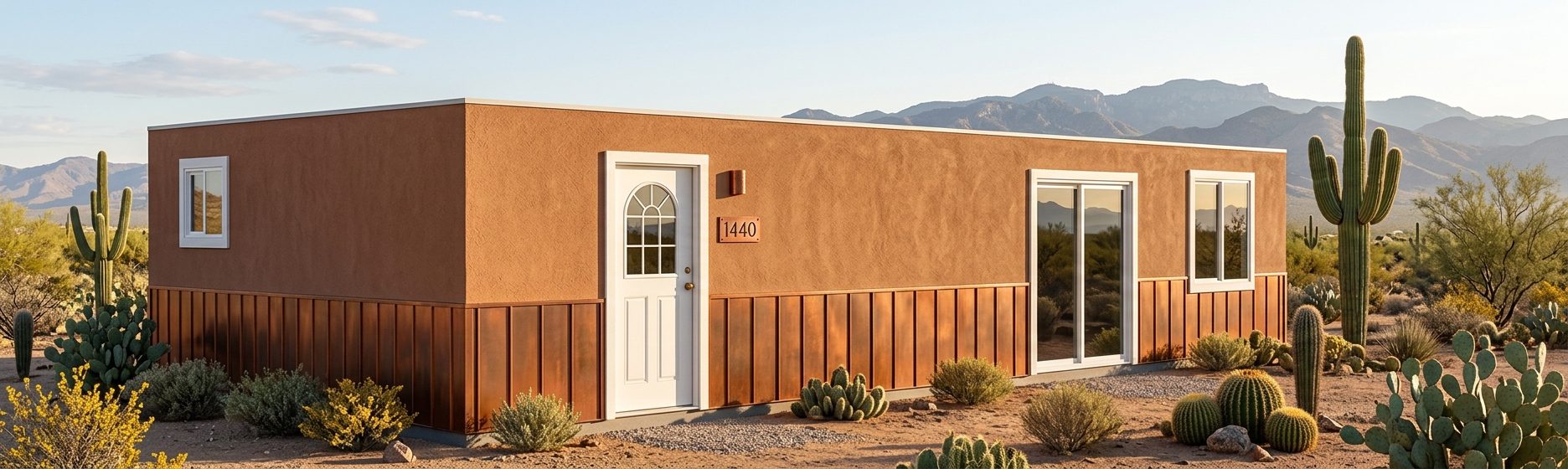 Modular home in the Sonoran desert